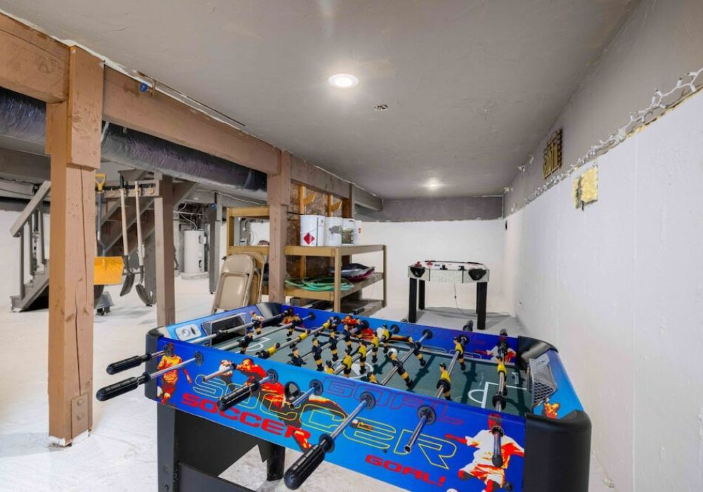 The game room downstairs with foosball, table tennis and air hockey!