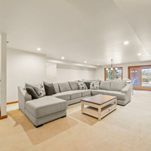 A second living room downstairs is perfect for larger groups or letting the kids play while the adults enjoy some time upstairs.