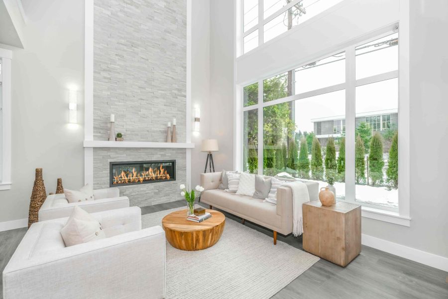Elegant living room in a luxury Seattle home, exemplifying the high-standard interiors managed by Recreation Vacation Rentals, showcasing our expertise in Seattle vacation rental management.