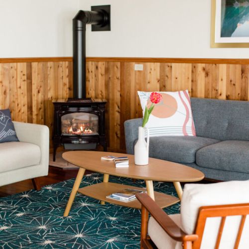 Get cozy and warm by the (gas) fire.