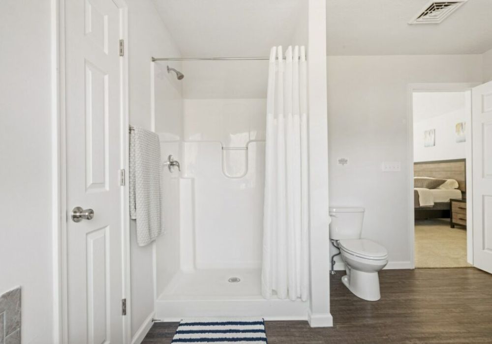 Master bathroom with separate soaker tub and shower