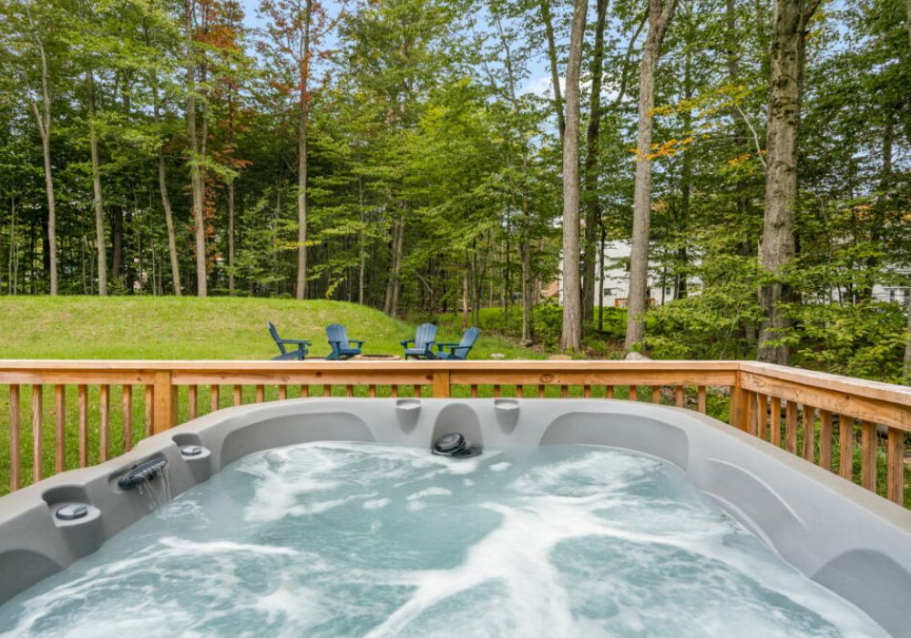 Relax in the hot tub with easy access from the living room.