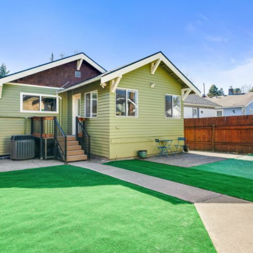 A fully fenced yard ensures privacy and sanctuary in the neighborhood.